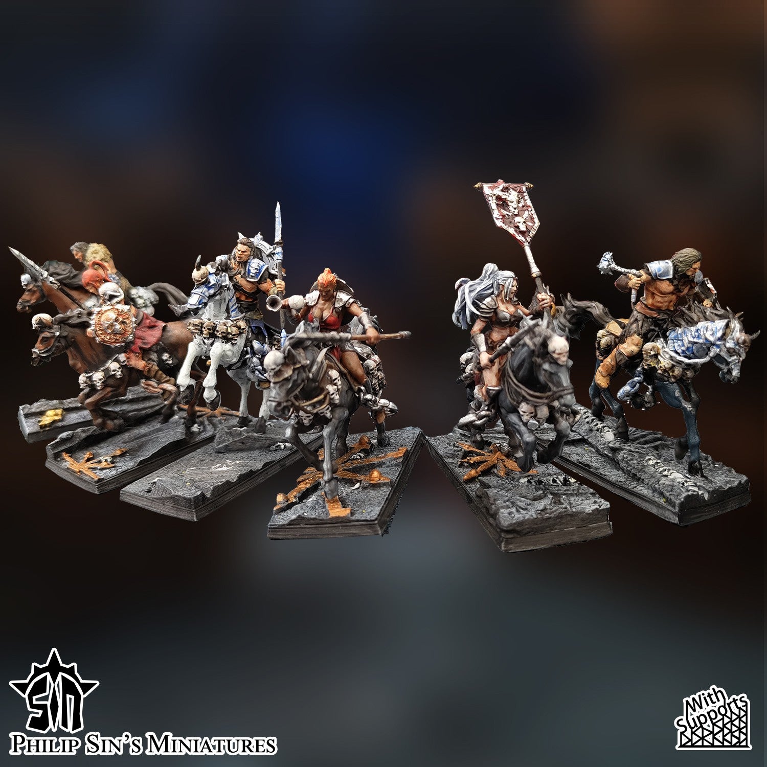 Miniatura Jinetes Saqueadores Reinos del Caos resina 32mm sin pintar - Drakholm