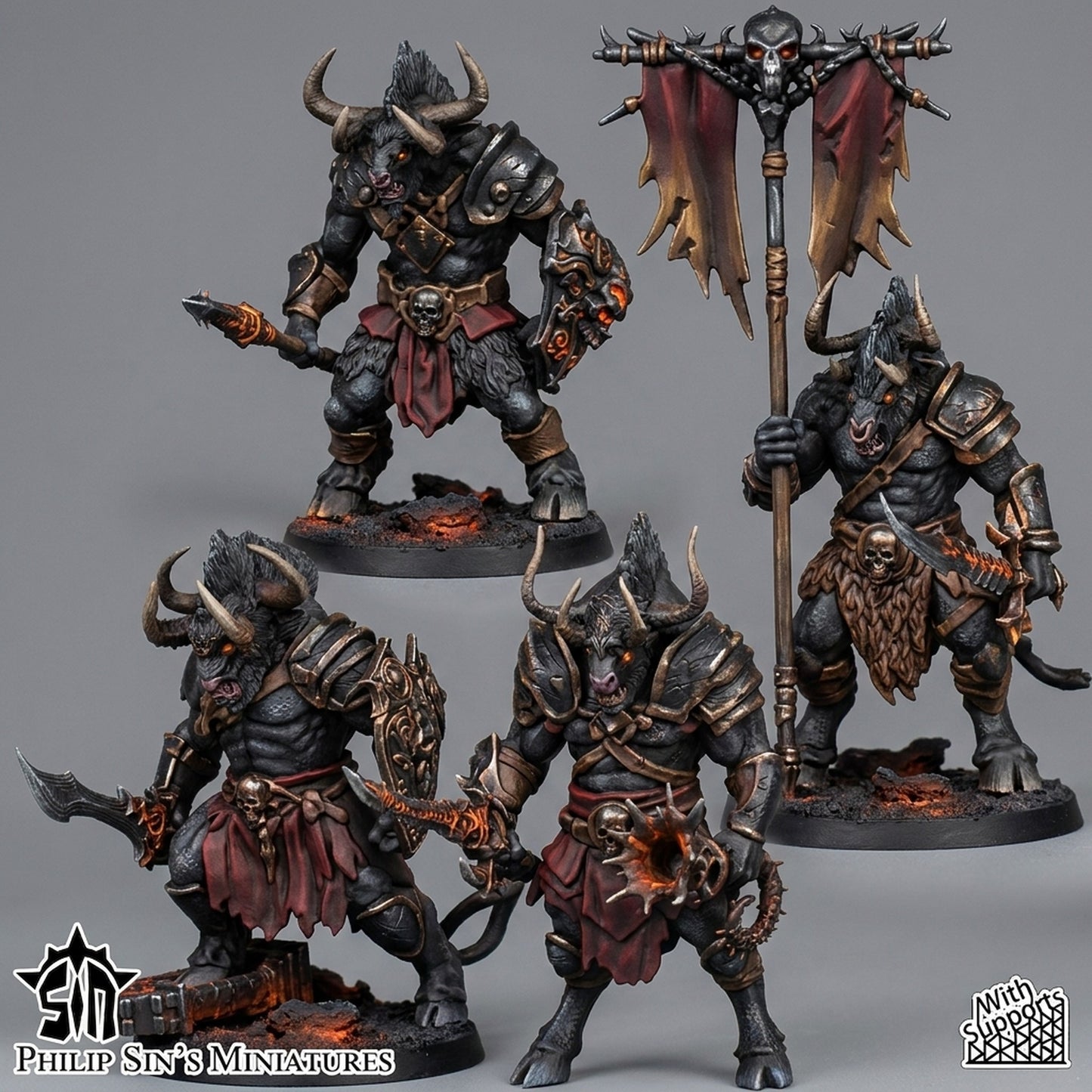 Miniatura Guerreros Minotauro Reinos del Caos resina 32mm sin pintar - Drakholm