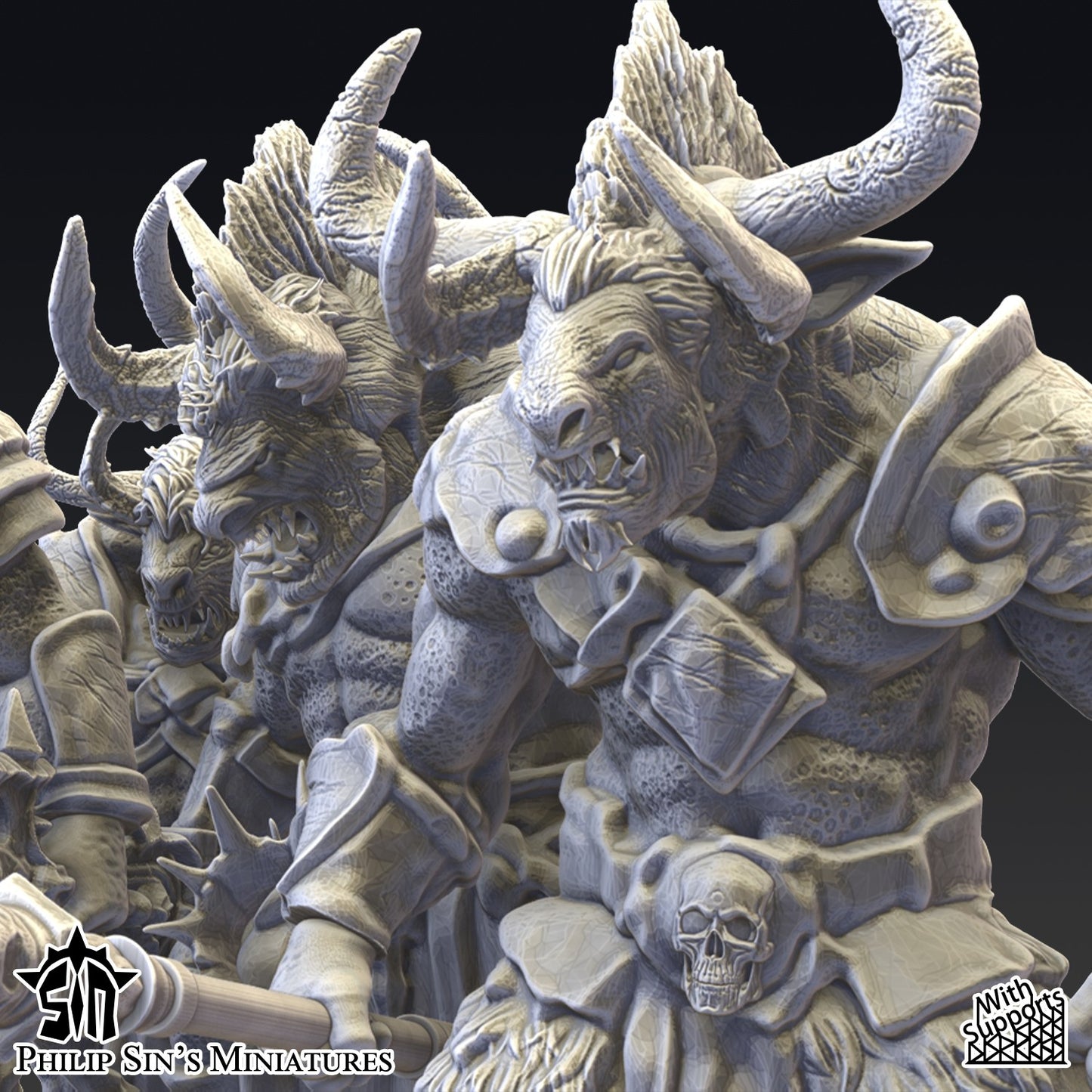 Miniatura Guerreros Minotauro Reinos del Caos resina 32mm sin pintar - Drakholm
