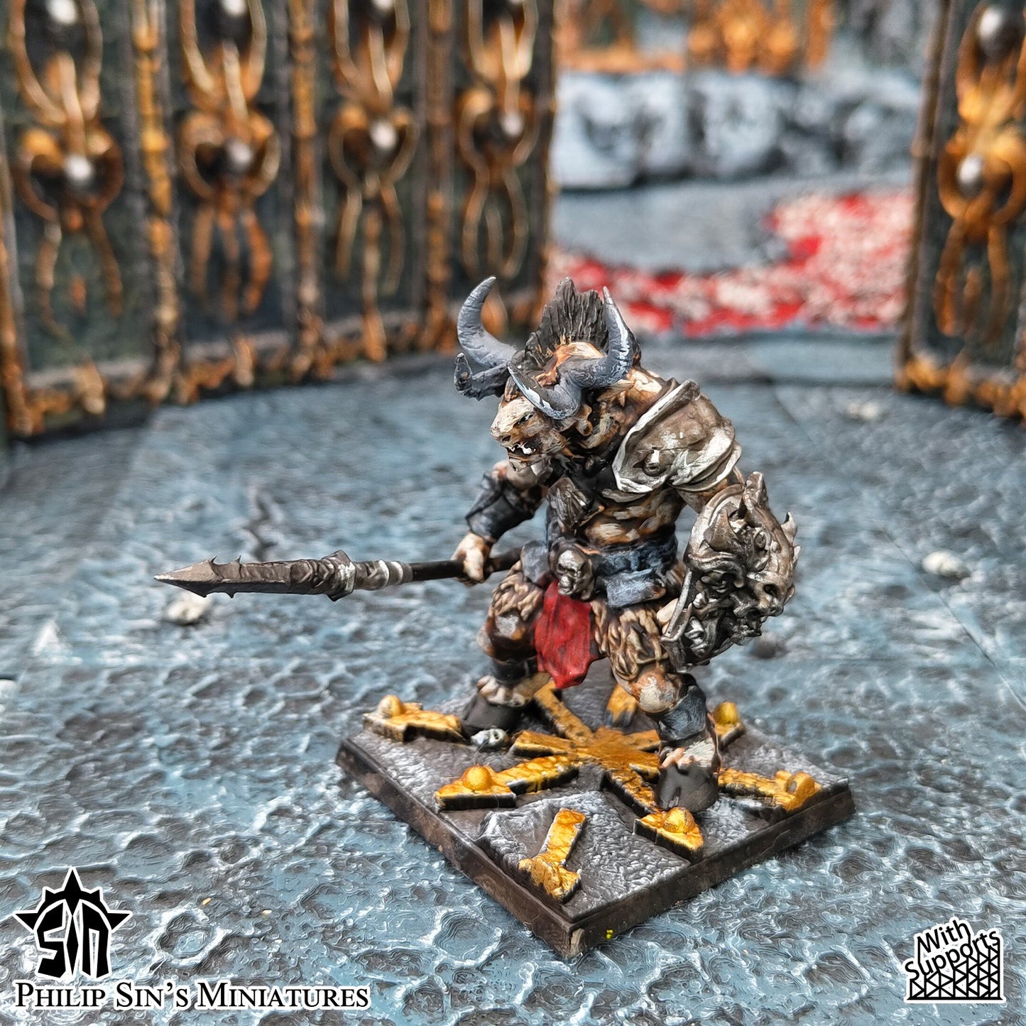 Miniatura Guerreros Minotauro Reinos del Caos resina 32mm sin pintar - Drakholm