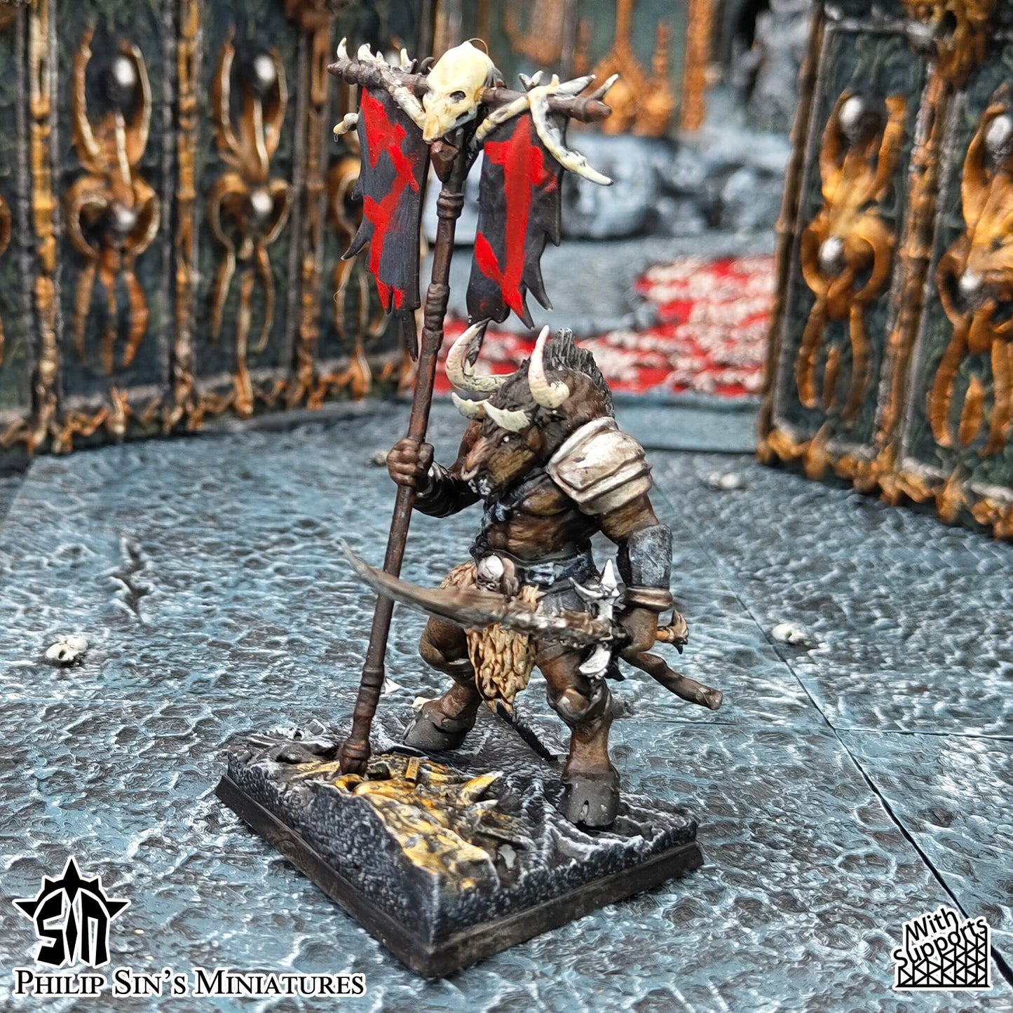 Miniatura Guerreros Minotauro Reinos del Caos resina 32mm sin pintar - Drakholm