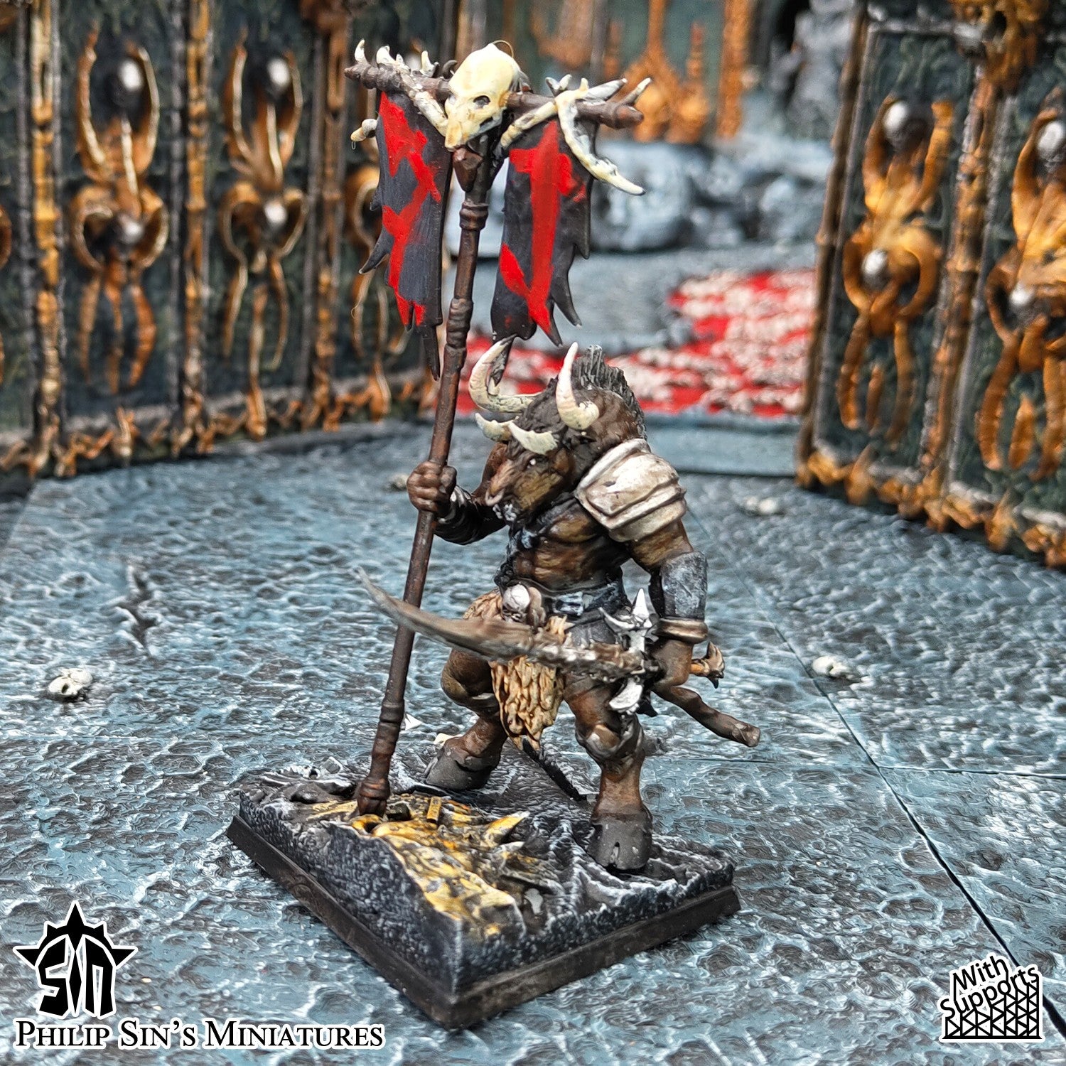 Miniatura Guerreros Minotauro Reinos del Caos resina 32mm sin pintar - Drakholm