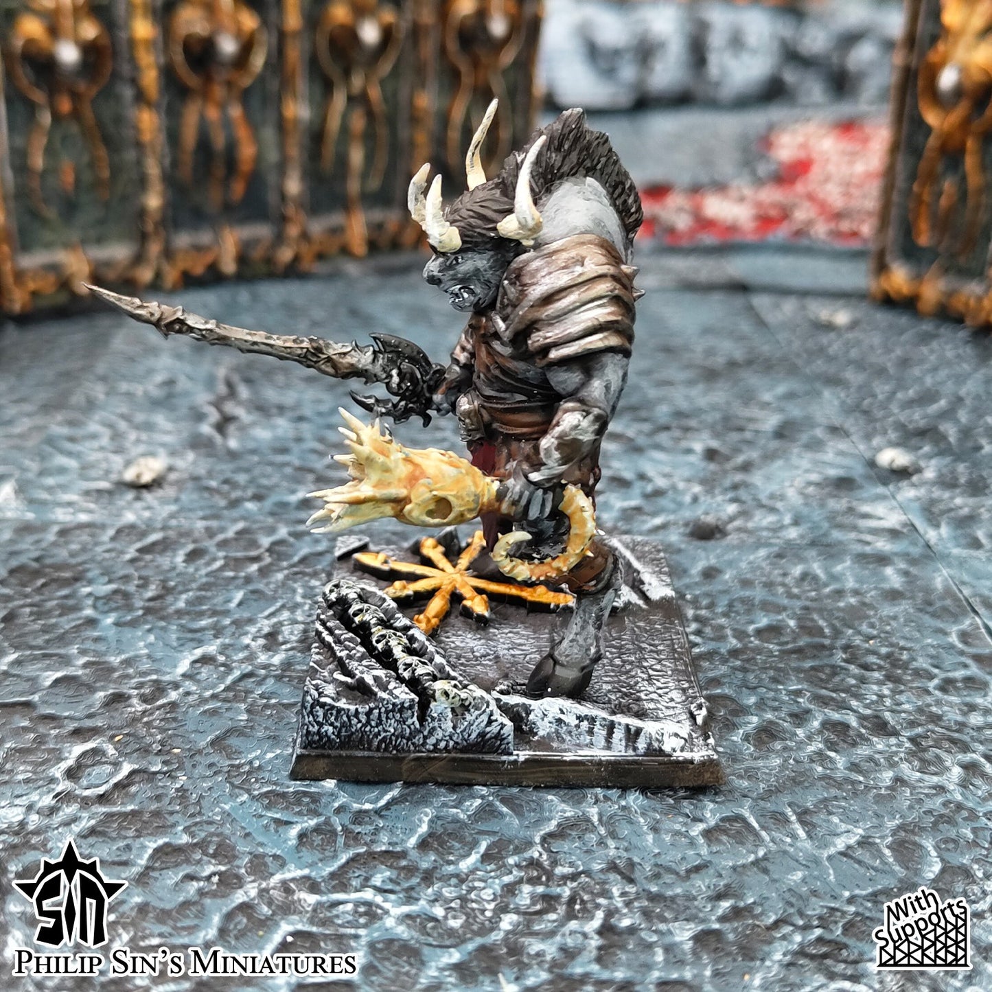 Miniatura Guerreros Minotauro Reinos del Caos resina 32mm sin pintar - Drakholm