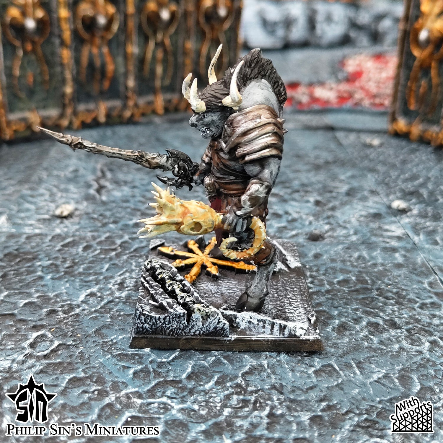 Miniatura Guerreros Minotauro Reinos del Caos resina 32mm sin pintar - Drakholm