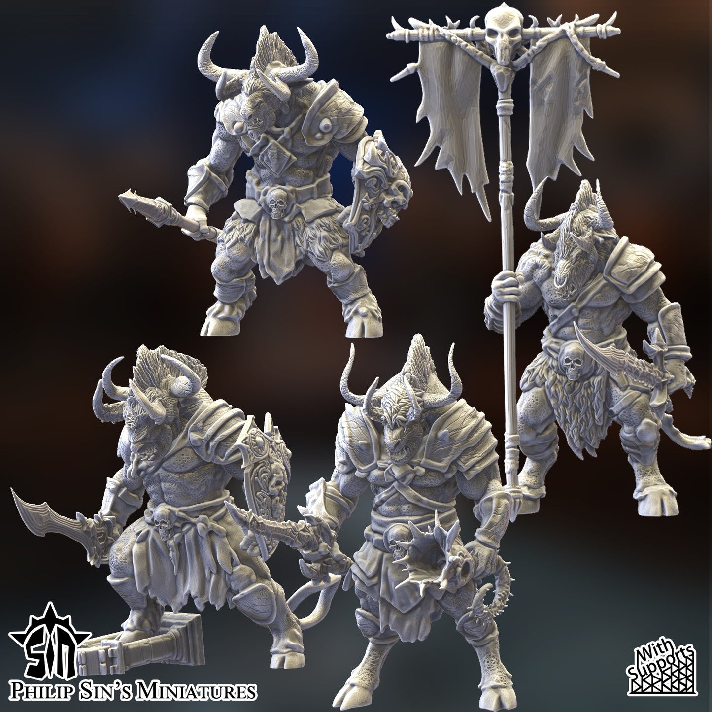 Miniatura Guerreros Minotauro Reinos del Caos resina 32mm sin pintar - Drakholm