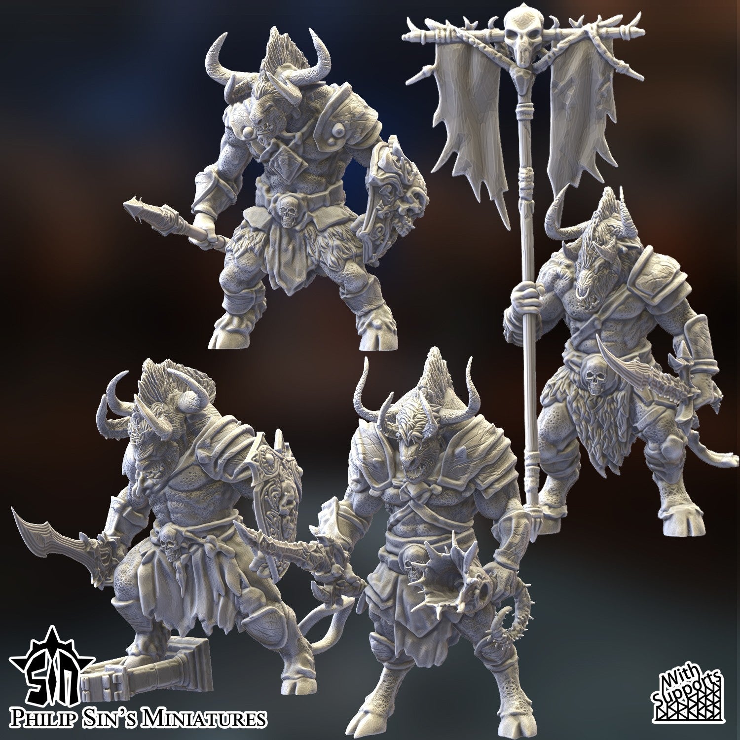 Miniatura Guerreros Minotauro Reinos del Caos resina 32mm sin pintar - Drakholm