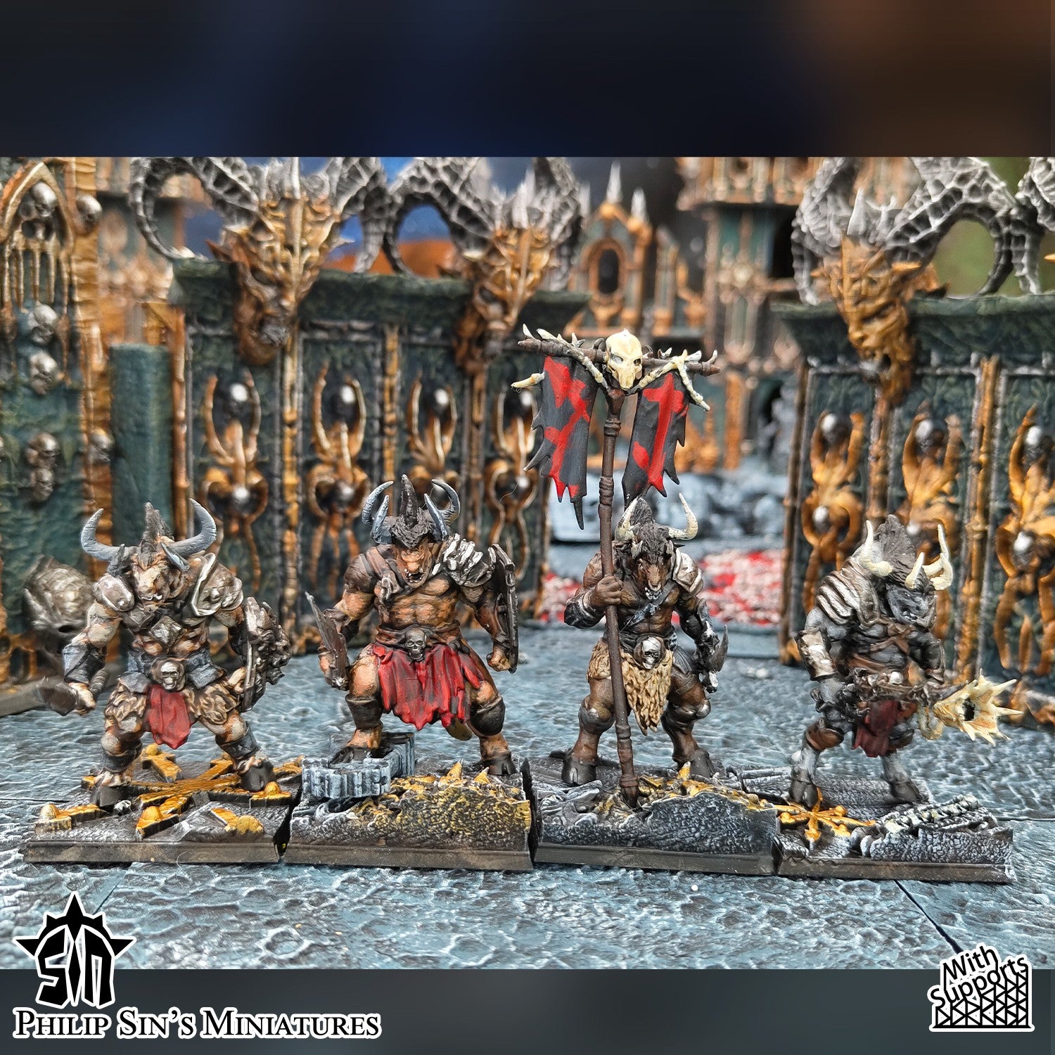 Miniatura Guerreros Minotauro Reinos del Caos resina 32mm sin pintar - Drakholm