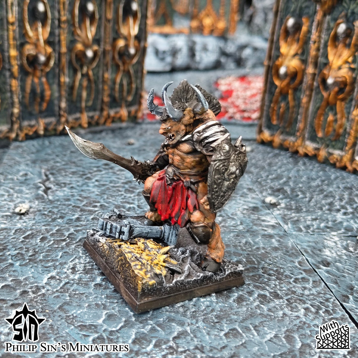 Miniatura Guerreros Minotauro Reinos del Caos resina 32mm sin pintar - Drakholm