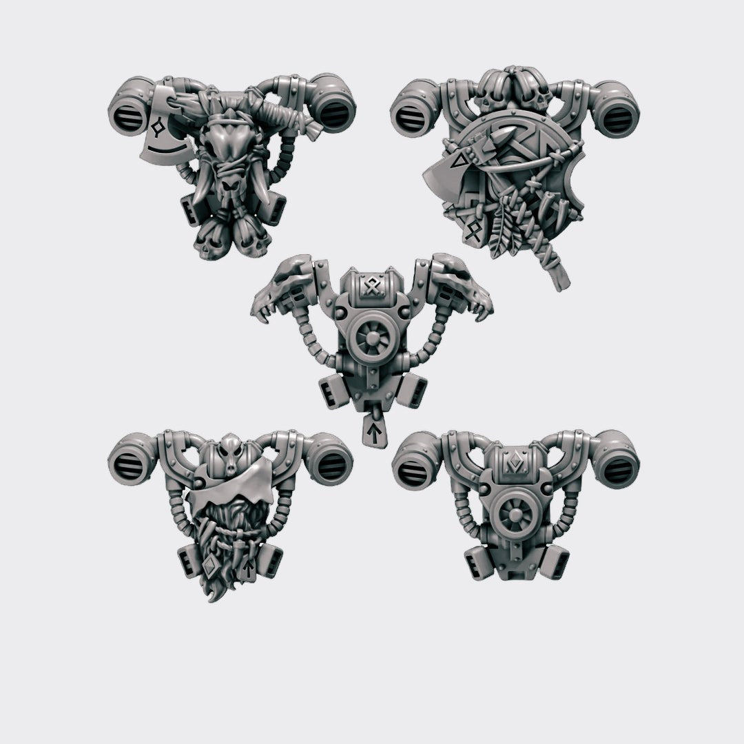 Mochilas Primal Hounds C — bits de conversión sci-fi grimdark de Greytide Studio, resina 32mm sin pintar