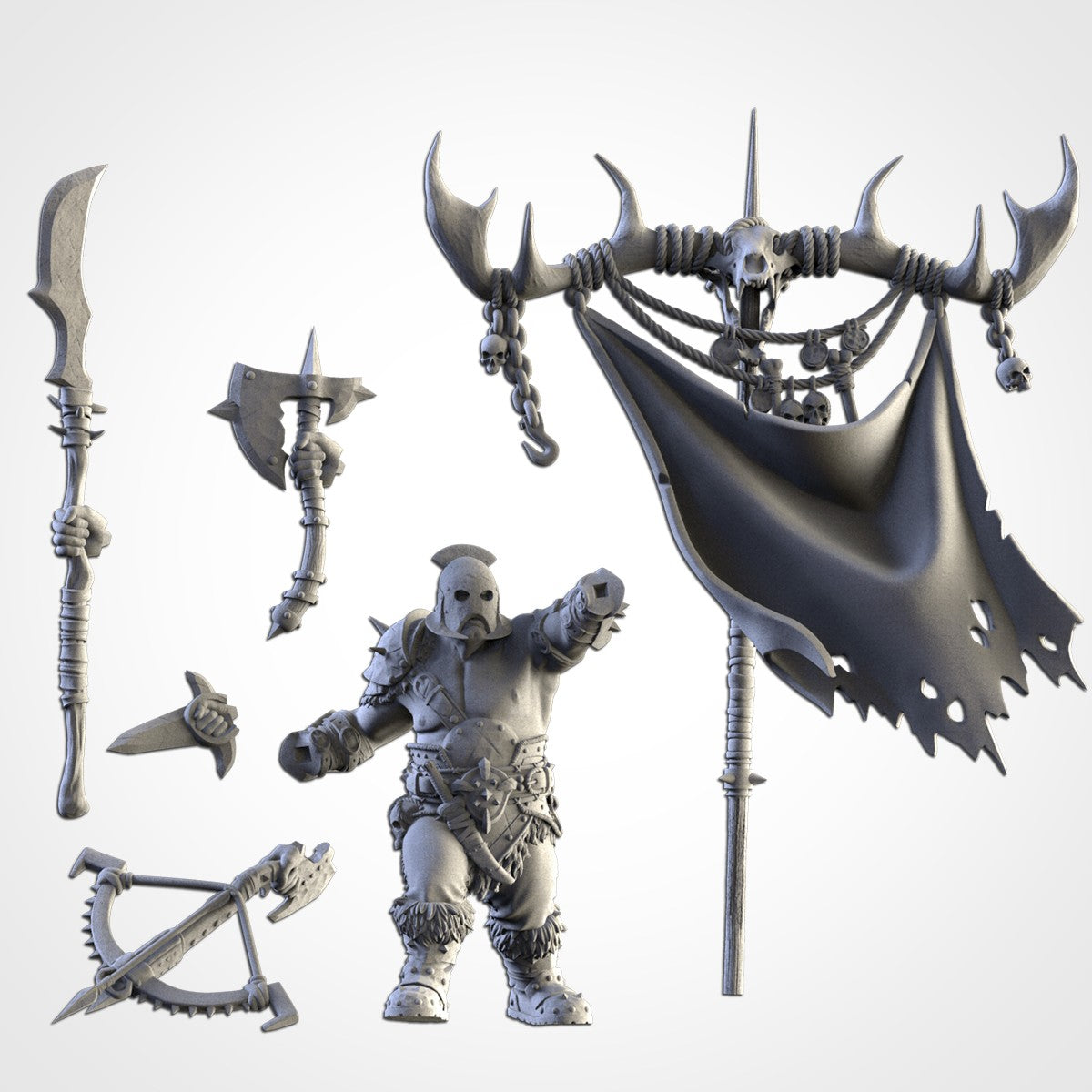 Portaestandarte de la Tribu · Miniatura 32mm · Ogros del Norte · Drakholm