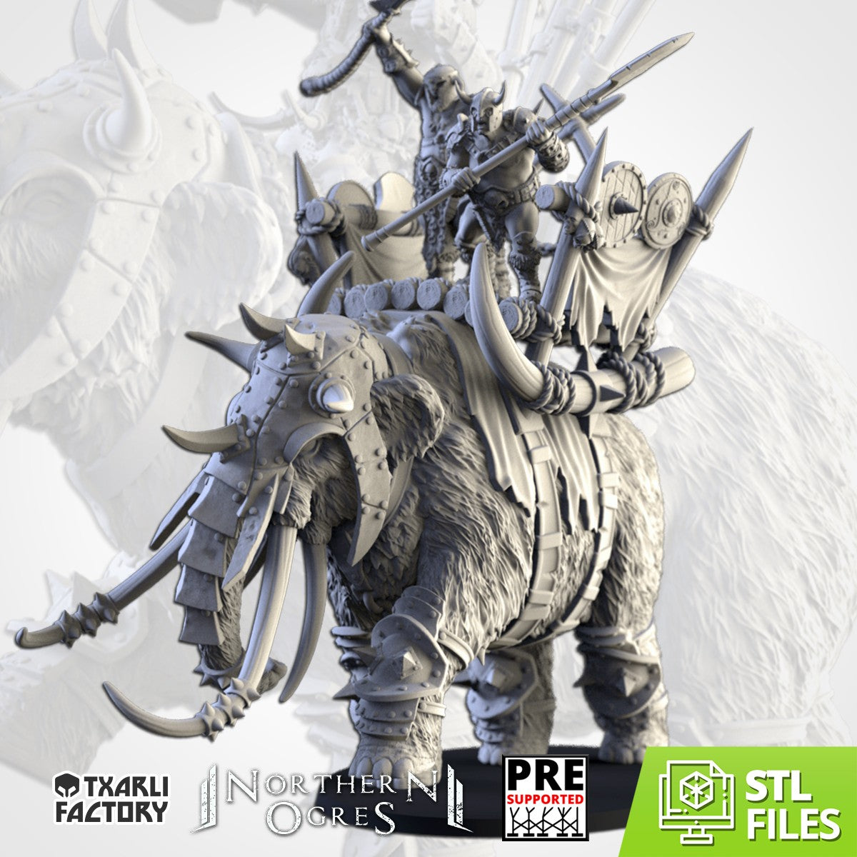 Ogros sobre Mamut de Batalla · Miniatura 32mm · Ogros del Norte · Drakholm