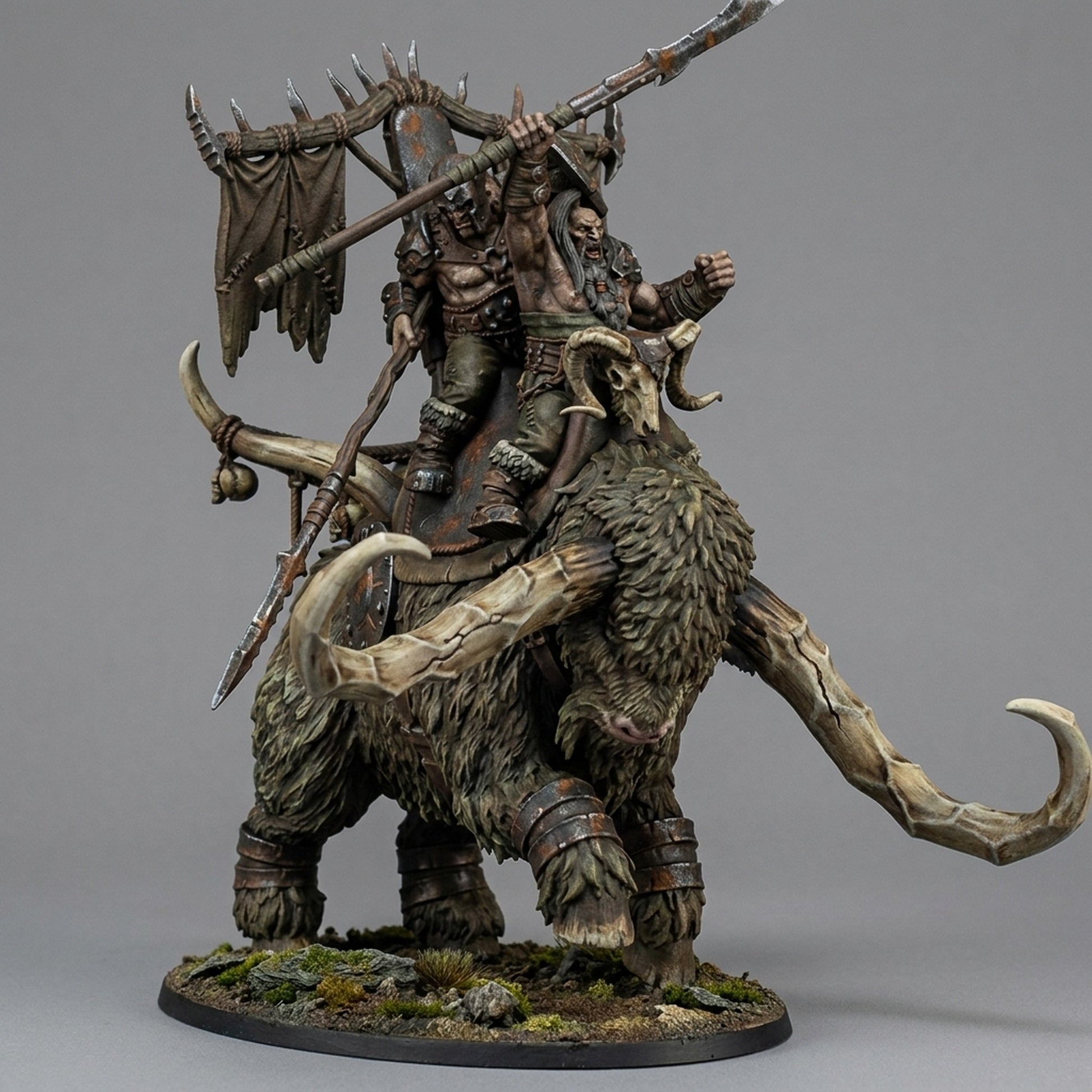 Ogros sobre Uro de las Nieves · Miniatura 32mm · Ogros del Norte · Drakholm