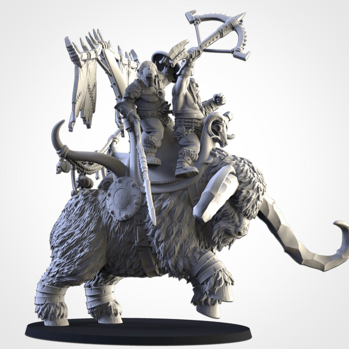 Ogros sobre Uro de las Nieves · Miniatura 32mm · Ogros del Norte · Drakholm