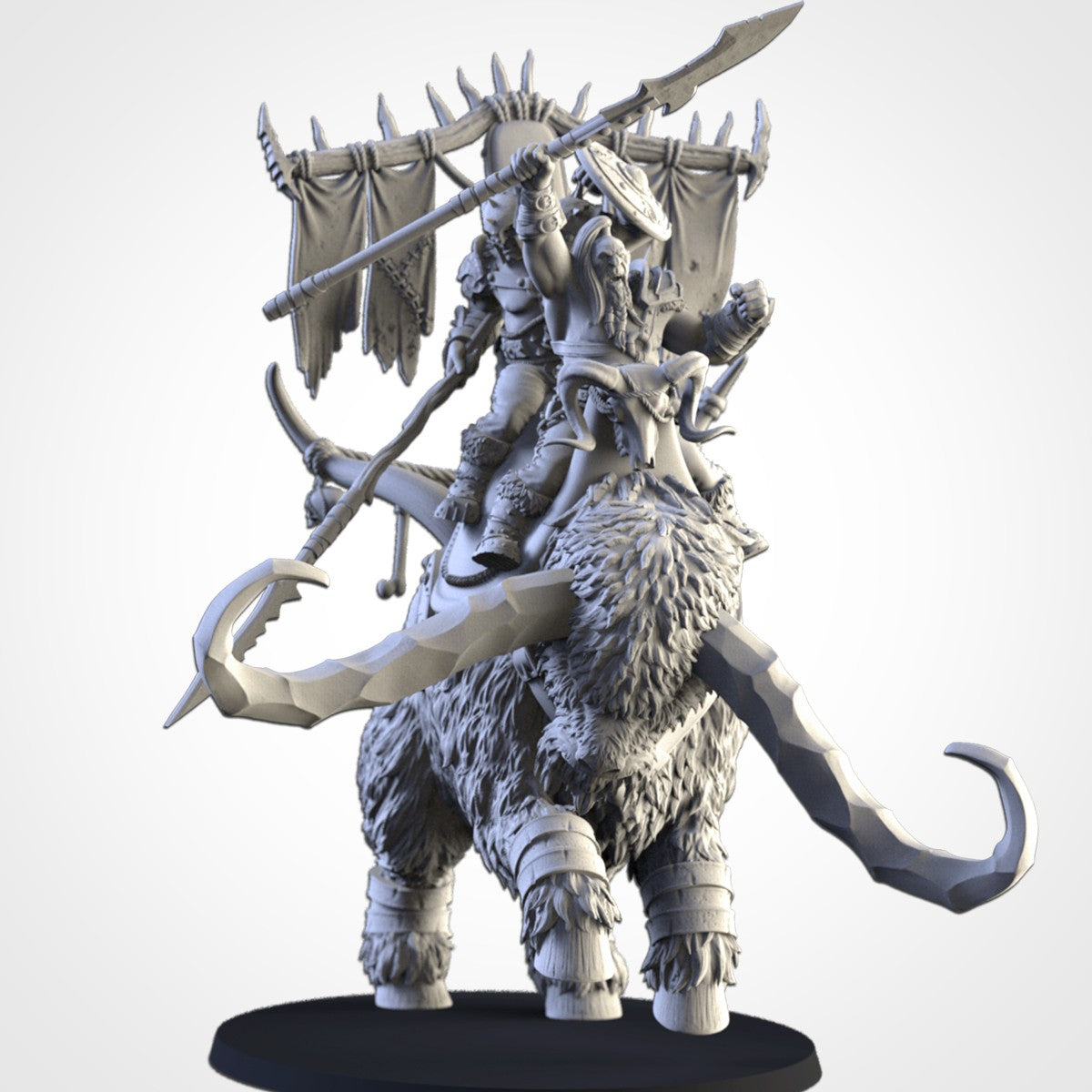 Ogros sobre Uro de las Nieves · Miniatura 32mm · Ogros del Norte · Drakholm