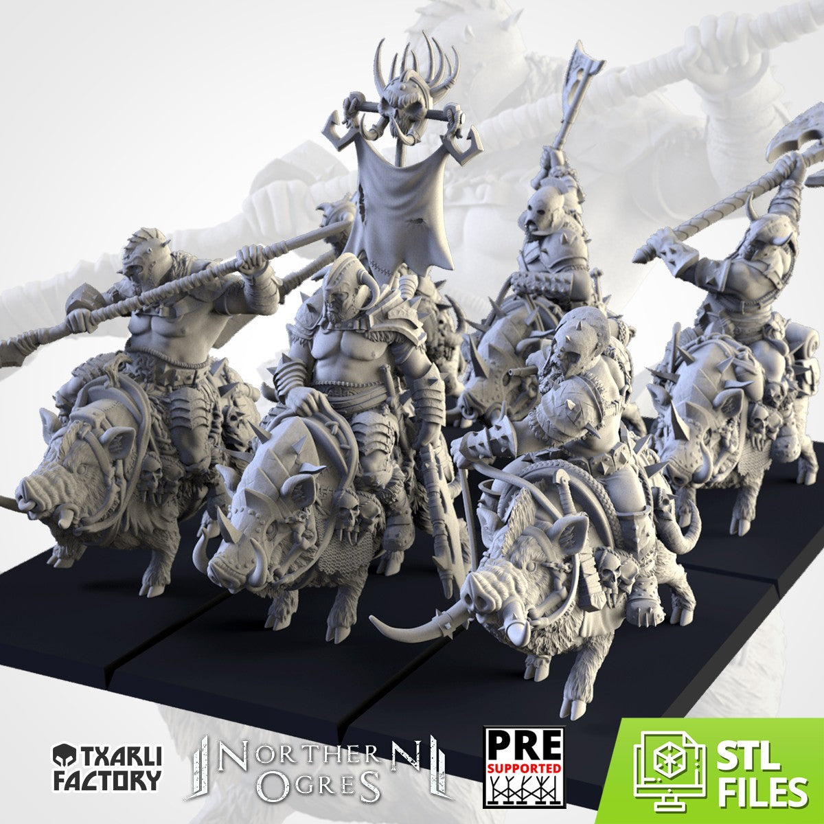 Caballería de los Colmilludos · Miniatura 32mm · Ogros del Norte · Drakholm