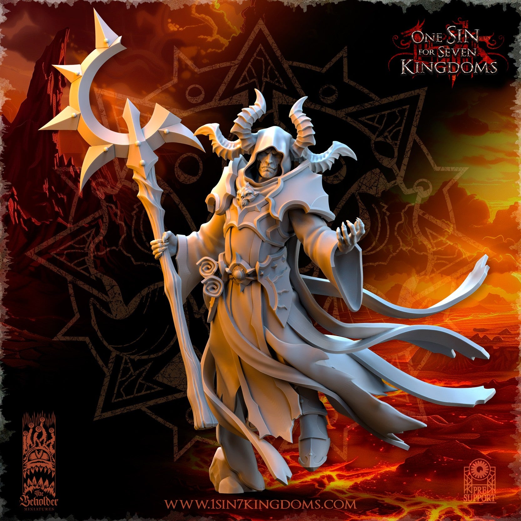 Miniatura Nihilgaard, el Hechicero Oscuro Reinos del Caos resina 32mm sin pintar - Drakholm