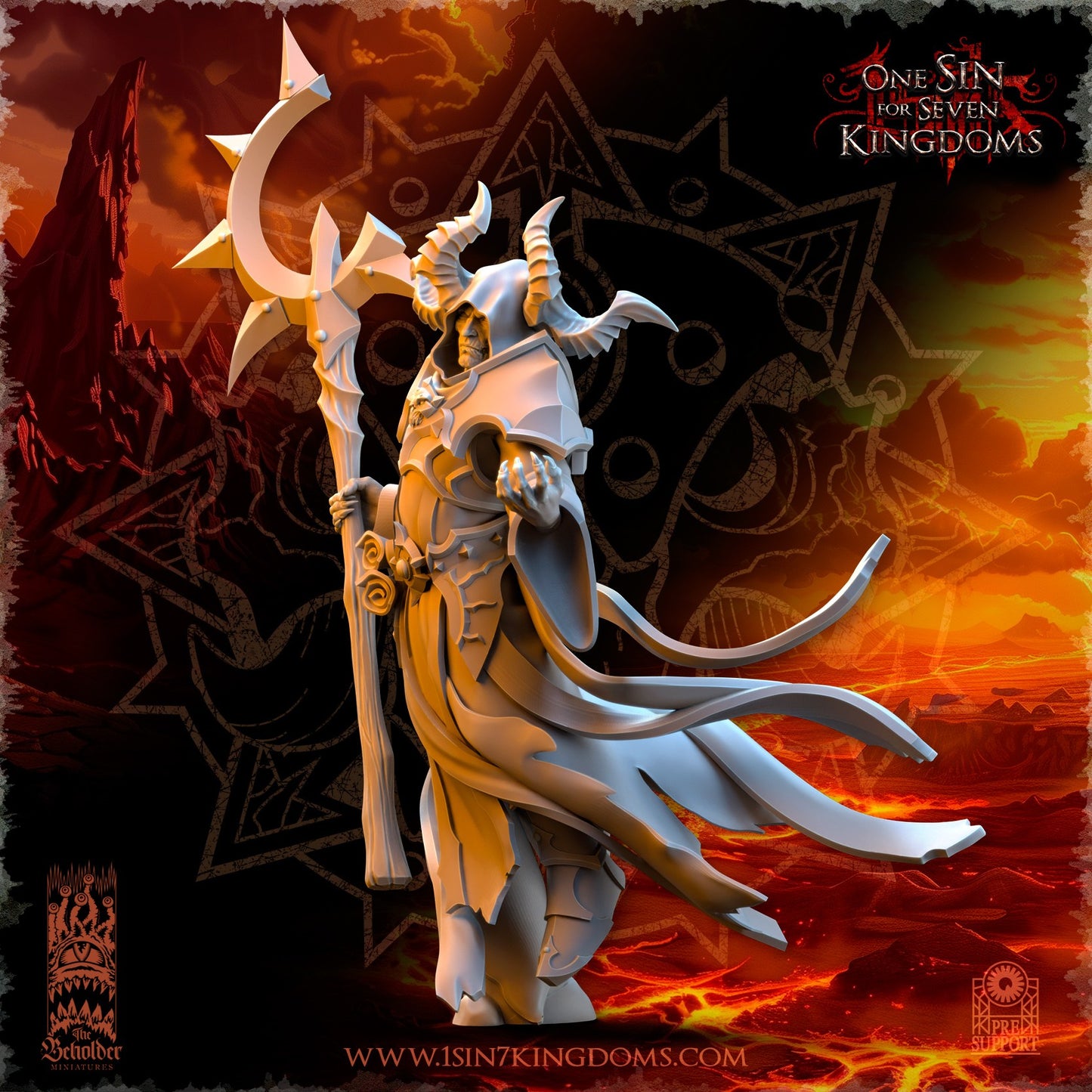 Miniatura Nihilgaard, el Hechicero Oscuro Reinos del Caos resina 32mm sin pintar - Drakholm