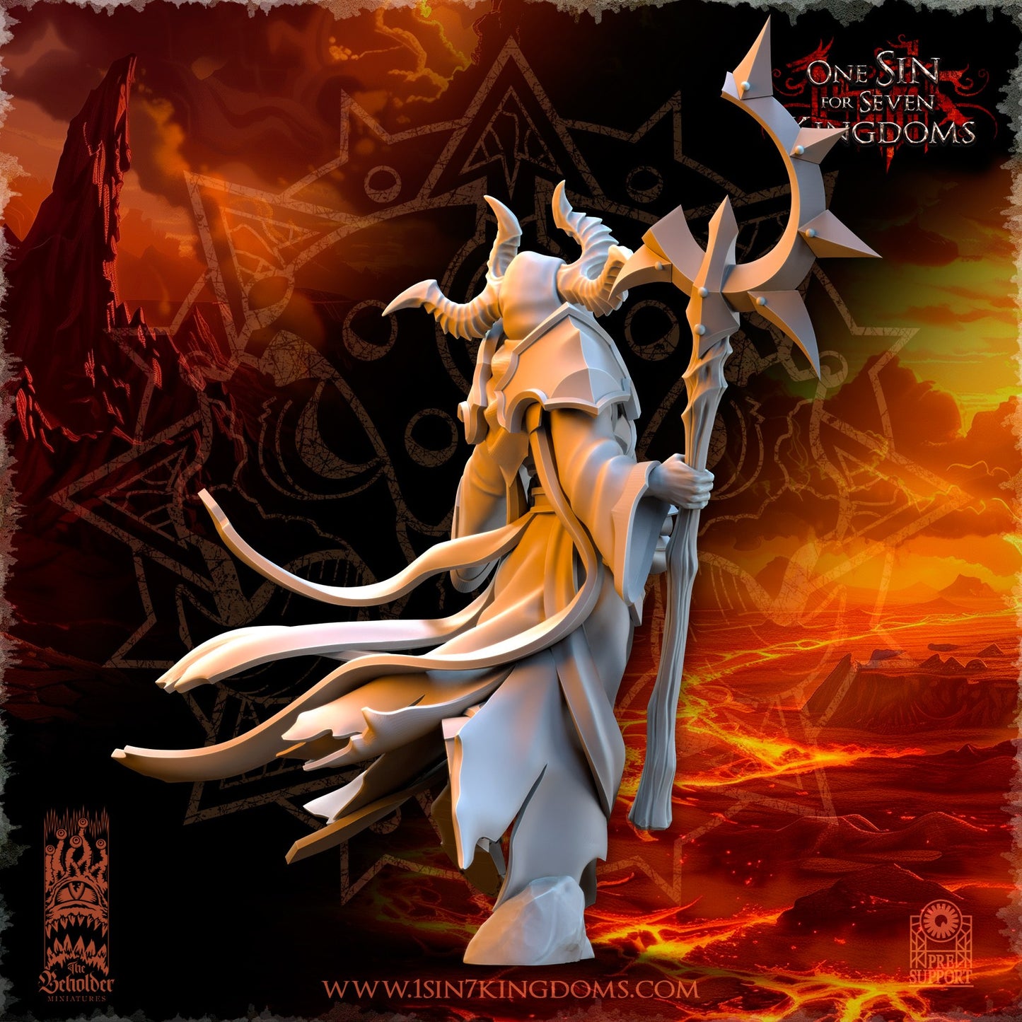 Miniatura Nihilgaard, el Hechicero Oscuro Reinos del Caos resina 32mm sin pintar - Drakholm