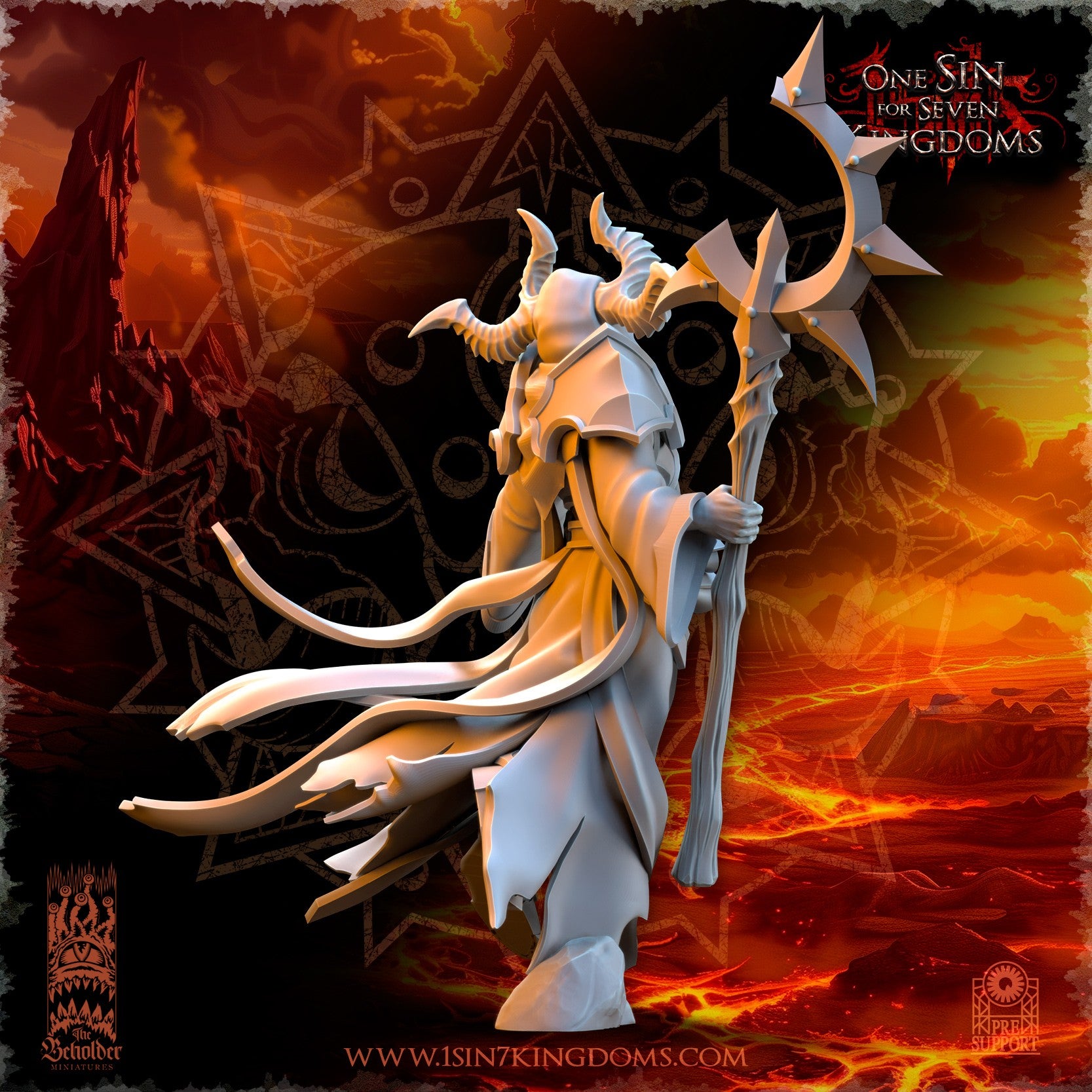 Miniatura Nihilgaard, el Hechicero Oscuro Reinos del Caos resina 32mm sin pintar - Drakholm