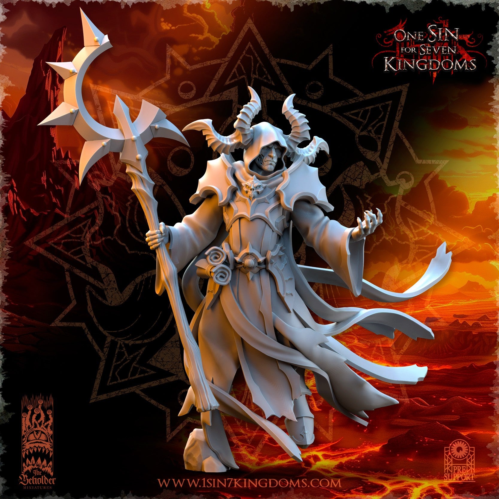 Miniatura Nihilgaard, el Hechicero Oscuro Reinos del Caos resina 32mm sin pintar - Drakholm
