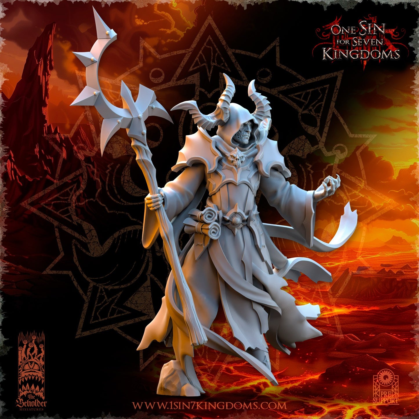 Miniatura Nihilgaard, el Hechicero Oscuro Reinos del Caos resina 32mm sin pintar - Drakholm