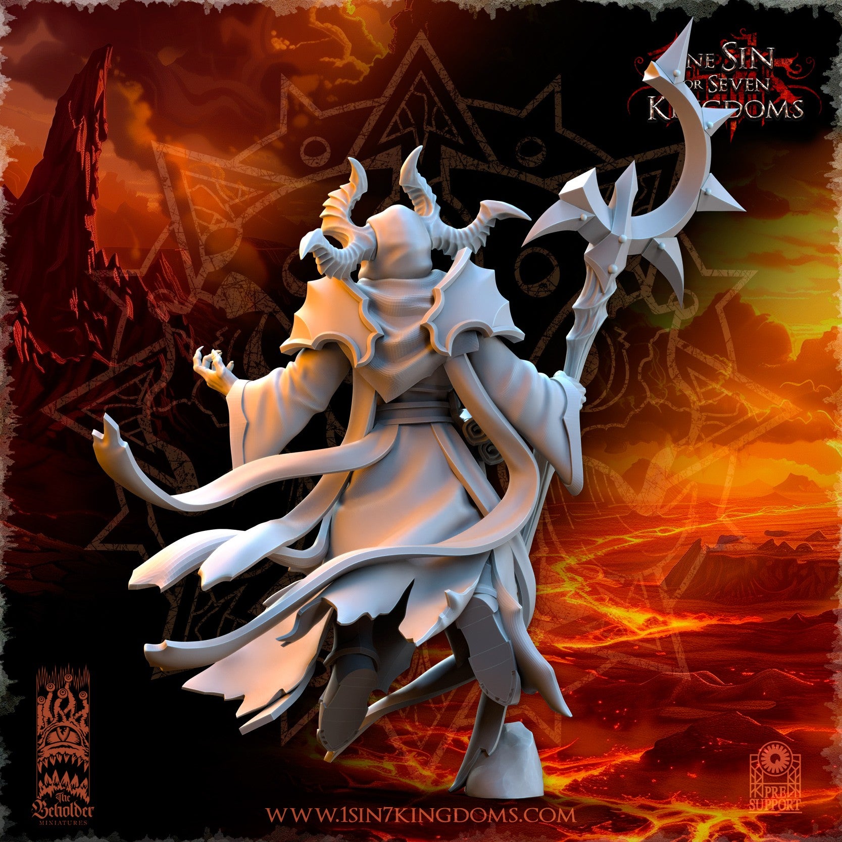 Miniatura Nihilgaard, el Hechicero Oscuro Reinos del Caos resina 32mm sin pintar - Drakholm