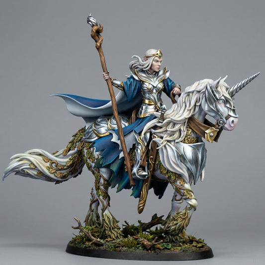 Miniatura Nuara a Caballo Elfos Silvanos resina 32mm sin pintar - Drakholm
