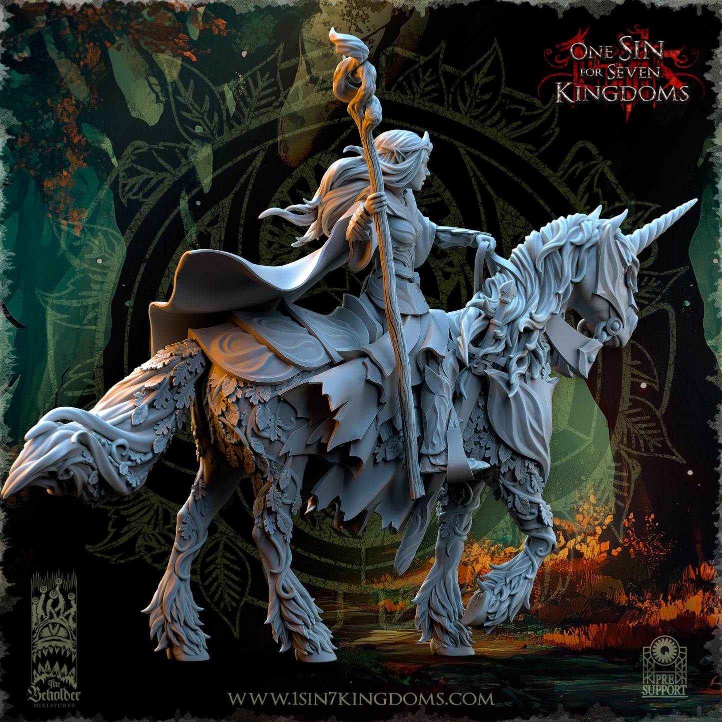 Miniatura Nuara a Caballo Elfos Silvanos resina 32mm sin pintar - Drakholm