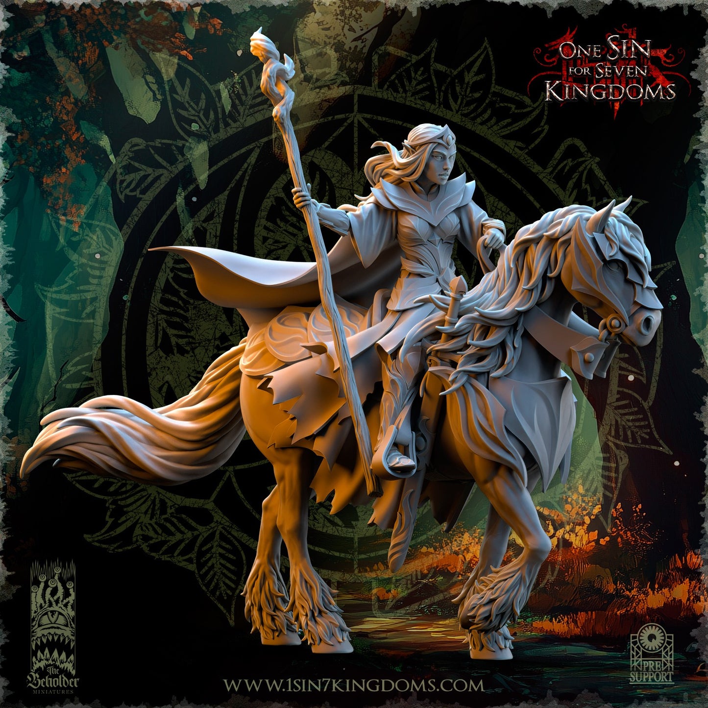 Miniatura Nuara a Caballo Elfos Silvanos resina 32mm sin pintar - Drakholm