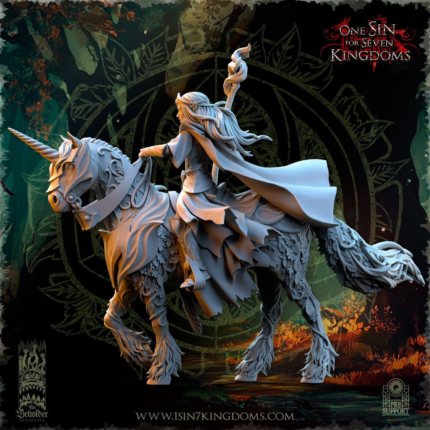 Miniatura Nuara a Caballo Elfos Silvanos resina 32mm sin pintar - Drakholm