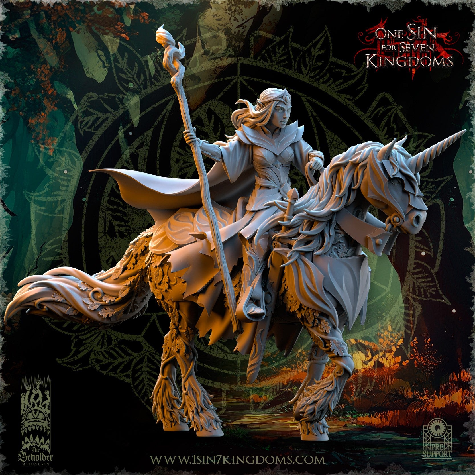 Miniatura Nuara a Caballo Elfos Silvanos resina 32mm sin pintar - Drakholm