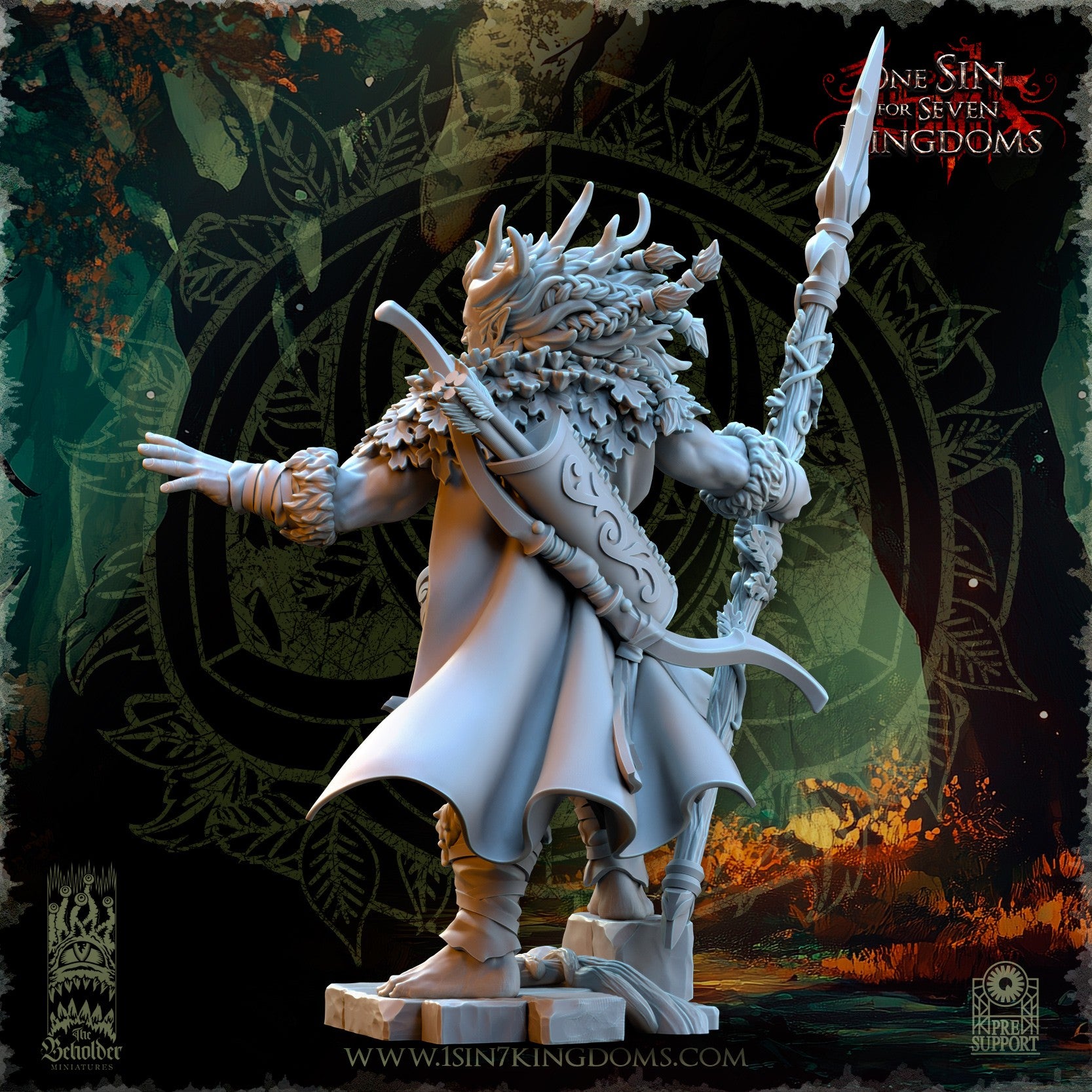 Miniatura Oberon, Señor del Bosque Elfos Silvanos resina 32mm sin pintar - Drakholm