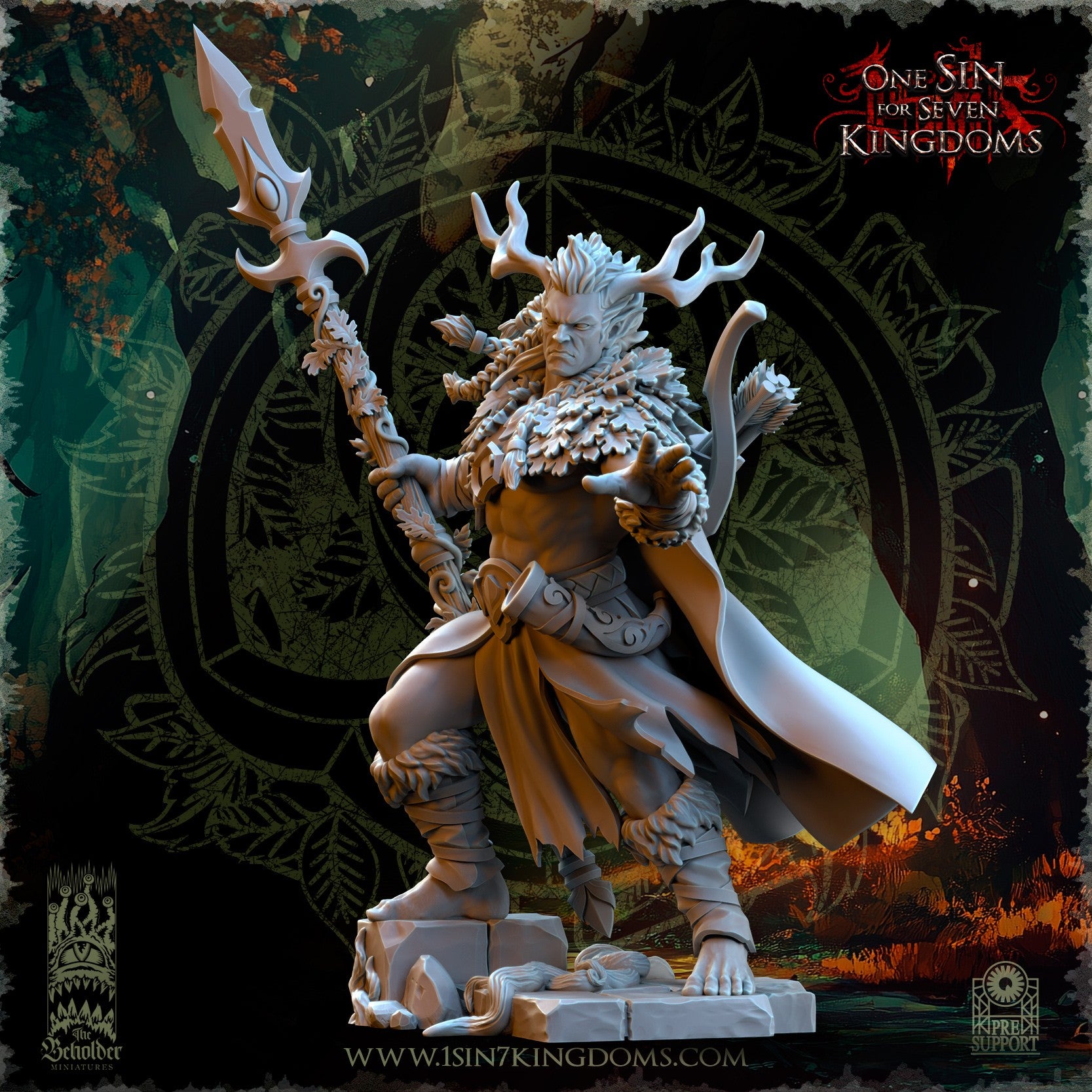 Miniatura Oberon, Señor del Bosque Elfos Silvanos resina 32mm sin pintar - Drakholm