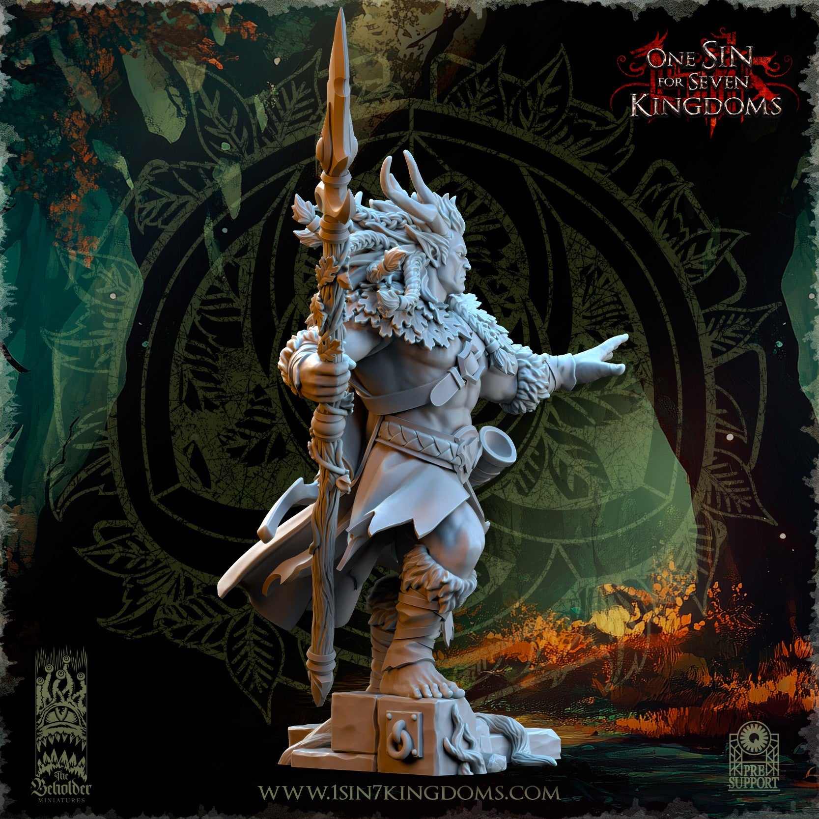 Miniatura Oberon, Señor del Bosque Elfos Silvanos resina 32mm sin pintar - Drakholm