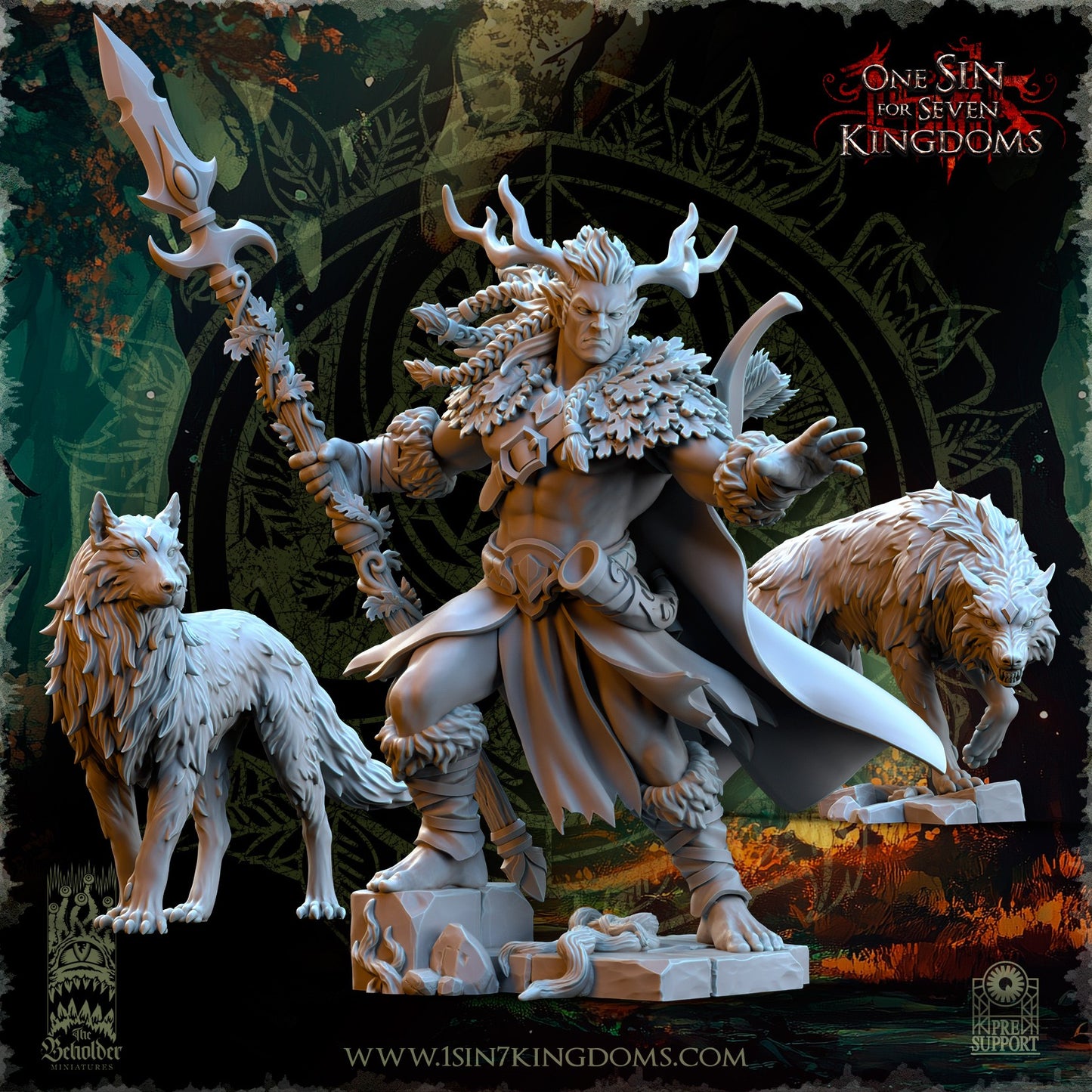Miniatura Oberon, Señor del Bosque Elfos Silvanos resina 32mm sin pintar - Drakholm