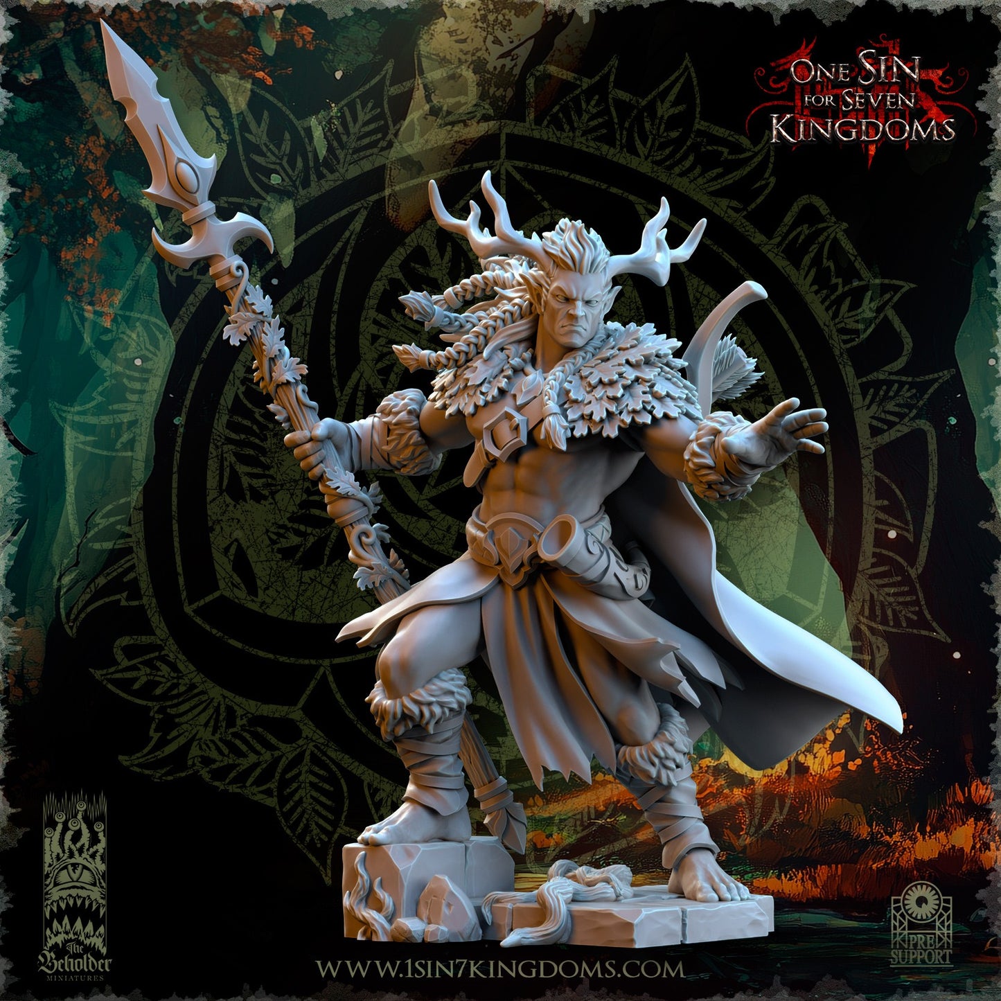 Miniatura Oberon, Señor del Bosque Elfos Silvanos resina 32mm sin pintar - Drakholm