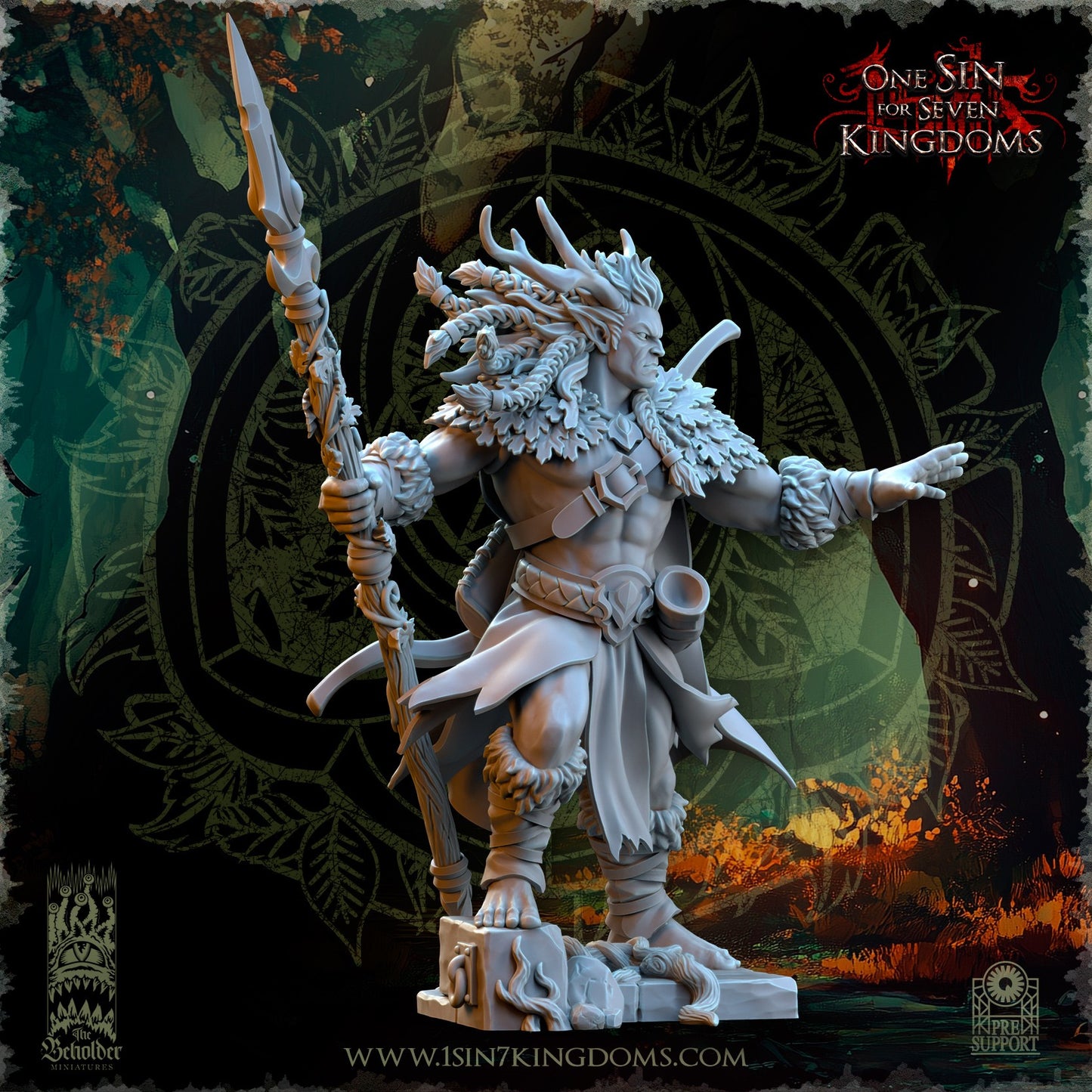 Miniatura Oberon, Señor del Bosque Elfos Silvanos resina 32mm sin pintar - Drakholm