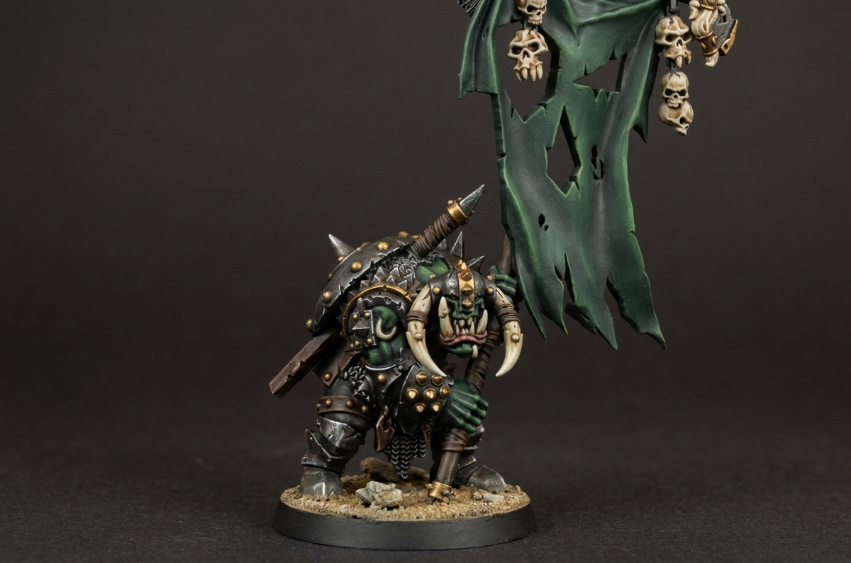 Portaestandarte de Batalla Orco · miniatura de resina 28 mm · Orcos y Goblins · Drakholm