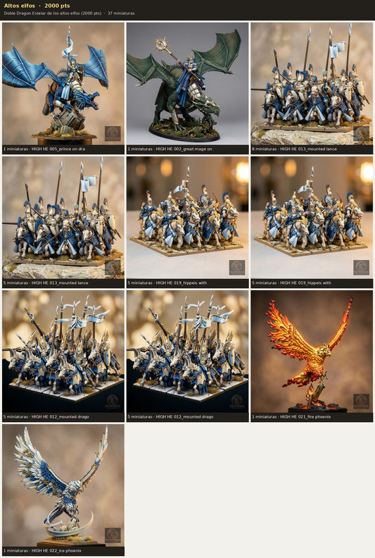 Ejército Altos elfos 2000 pts · 37 miniaturas resina fantasía 28mm · sin pintar