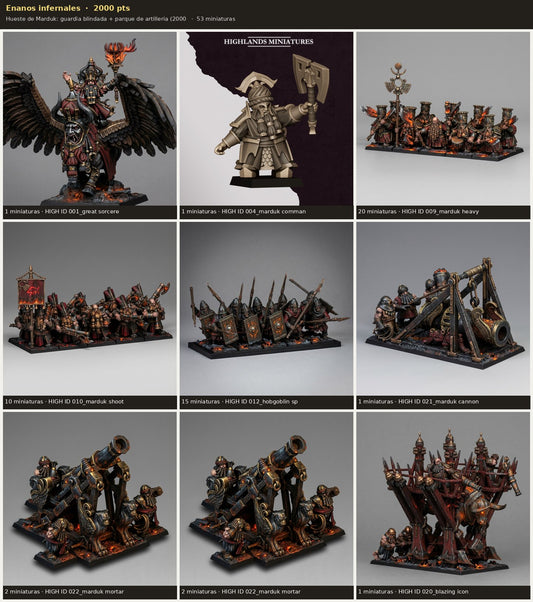 Ejército Enanos infernales 2000 pts · 53 miniaturas resina fantasía 28mm · sin pintar