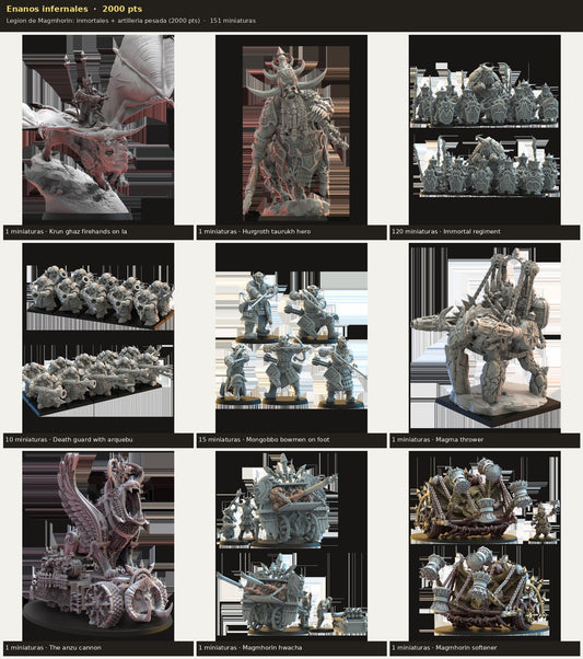 Ejército Enanos infernales 2000 pts · 151 miniaturas resina fantasía 28mm · sin pintar