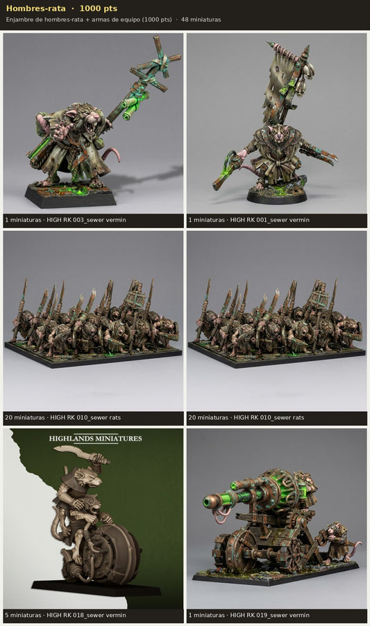 Ejército Hombres-rata 1000 pts · 48 miniaturas resina fantasía 28mm · sin pintar