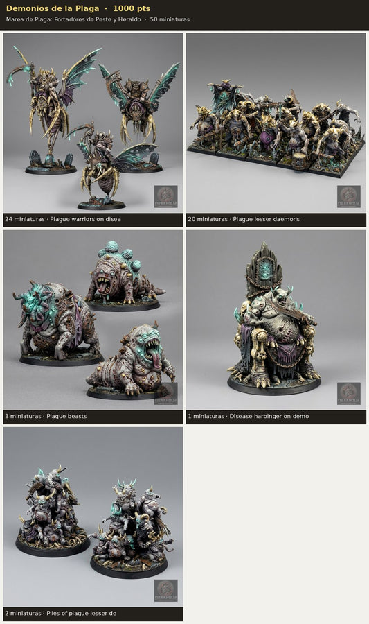 Ejército Demonios de la Plaga 1000 pts · 50 miniaturas resina fantasía 28mm · sin pintar