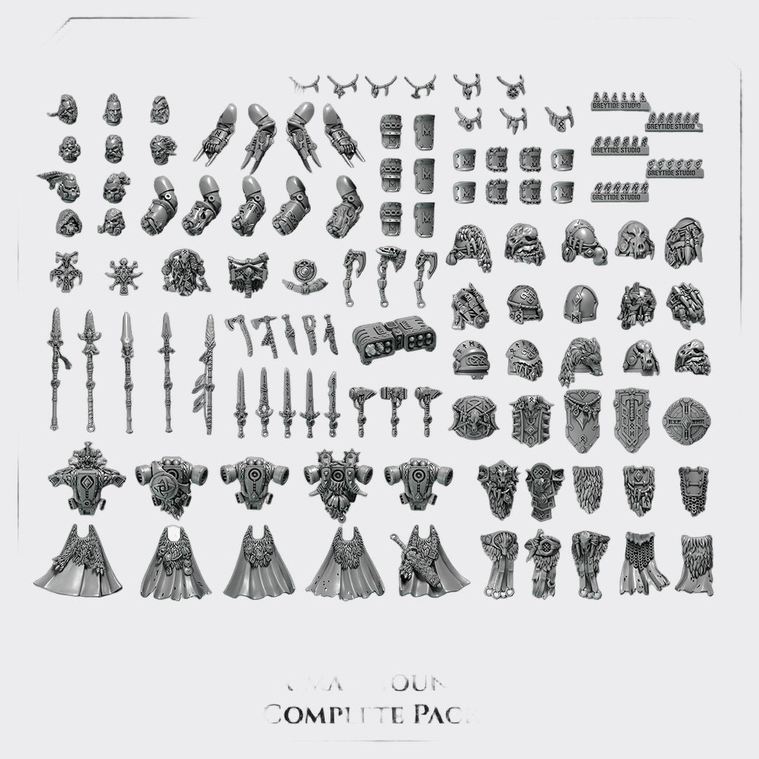 Pack completo bits Primal Hounds — bits de conversión sci-fi grimdark de Greytide Studio, resina 32mm sin pintar