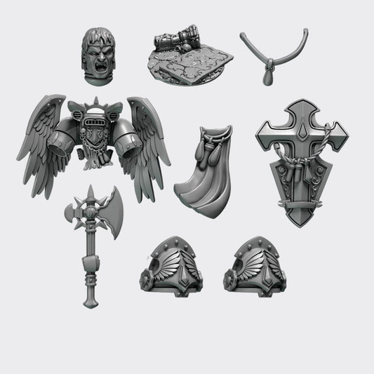 Pack conversión capitán Crimson Lords — bits de conversión sci-fi grimdark de Greytide Studio, resina 32mm sin pintar