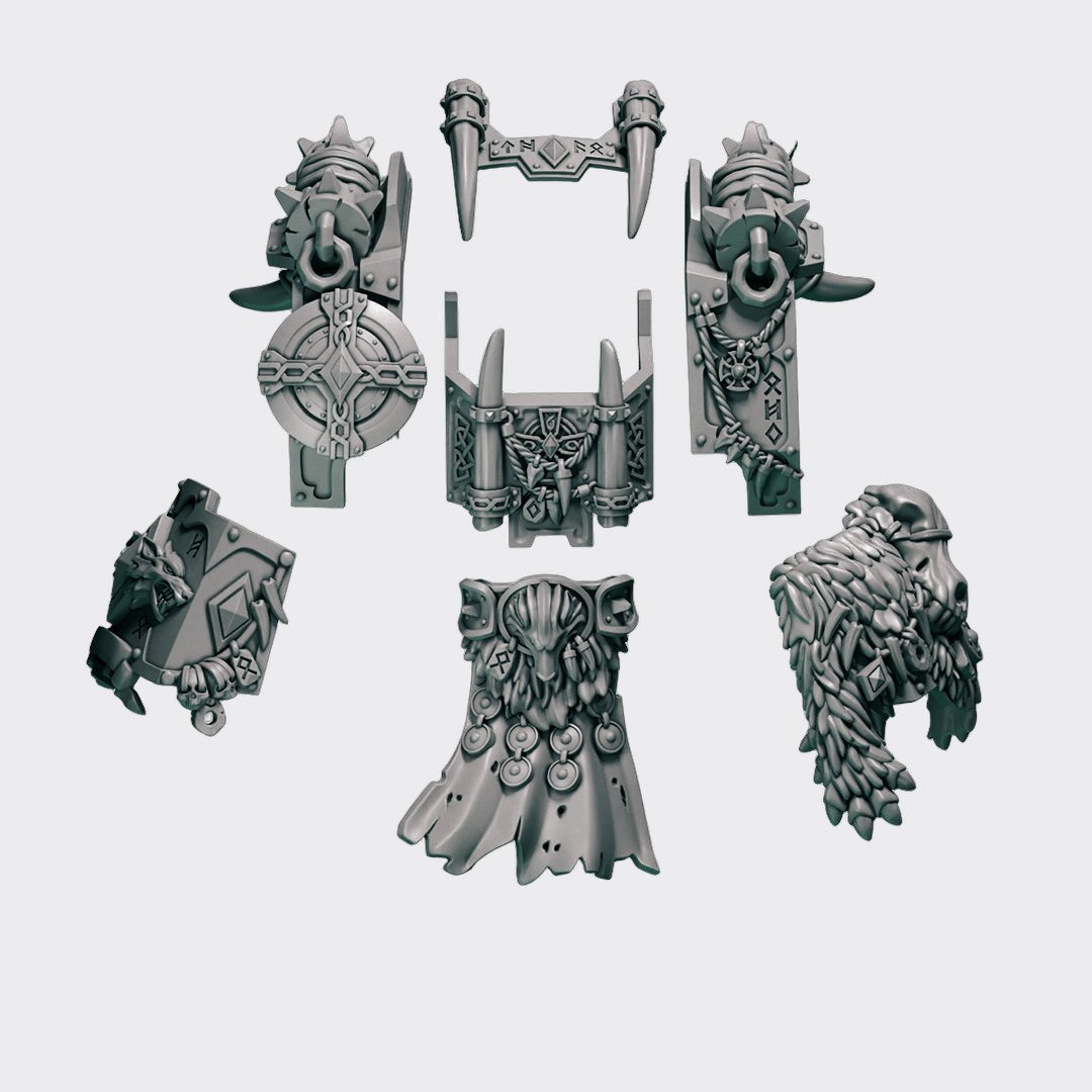 Pack conversión Dreadnought Primal Hounds — bits de conversión sci-fi grimdark de Greytide Studio, resina 32mm sin pintar