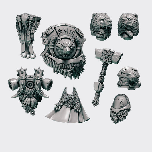 Pack conversión HQ Primal Hounds — bits de conversión sci-fi grimdark de Greytide Studio, resina 32mm sin pintar