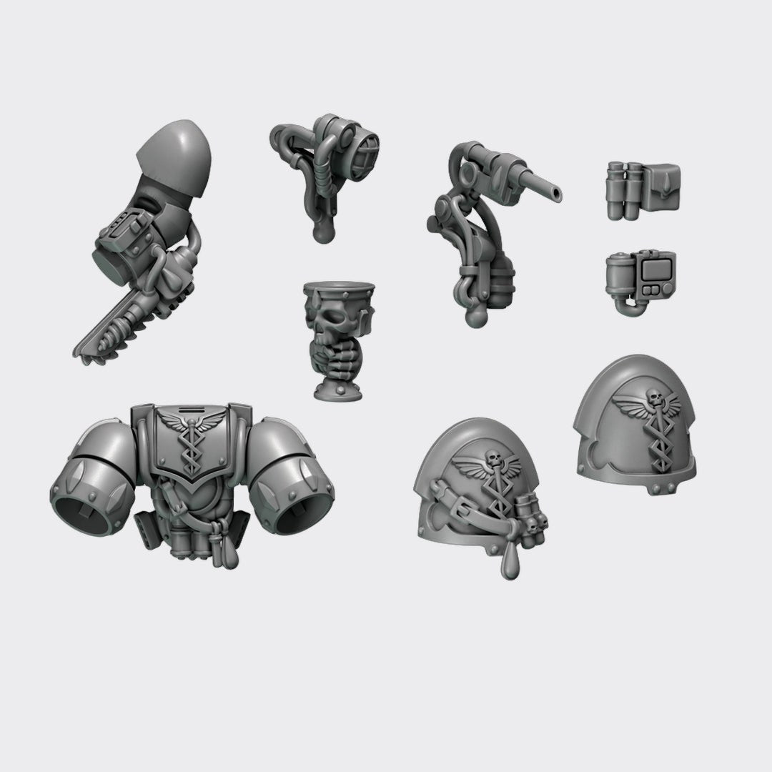 Pack conversión Sacerdote Crimson Lords — bits de conversión sci-fi grimdark de Greytide Studio, resina 32mm sin pintar