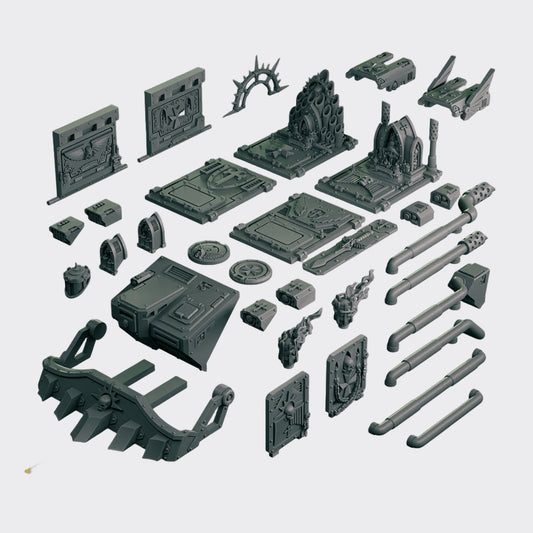 Pack conversión vehículo — bits de conversión sci-fi grimdark de Greytide Studio, resina 32mm sin pintar