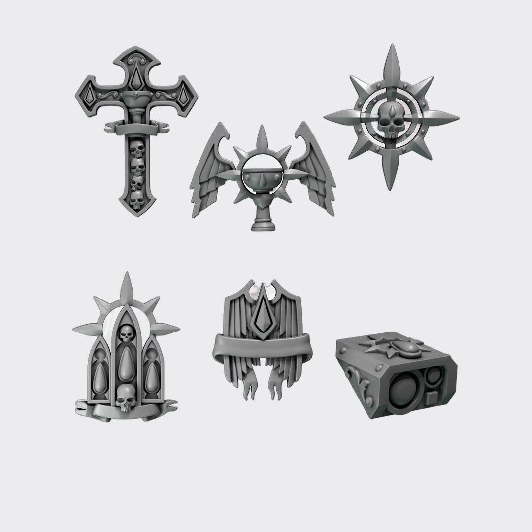 Pack decoración vehículos Crimson Lords B — bits de conversión sci-fi grimdark de Greytide Studio, resina 32mm sin pintar